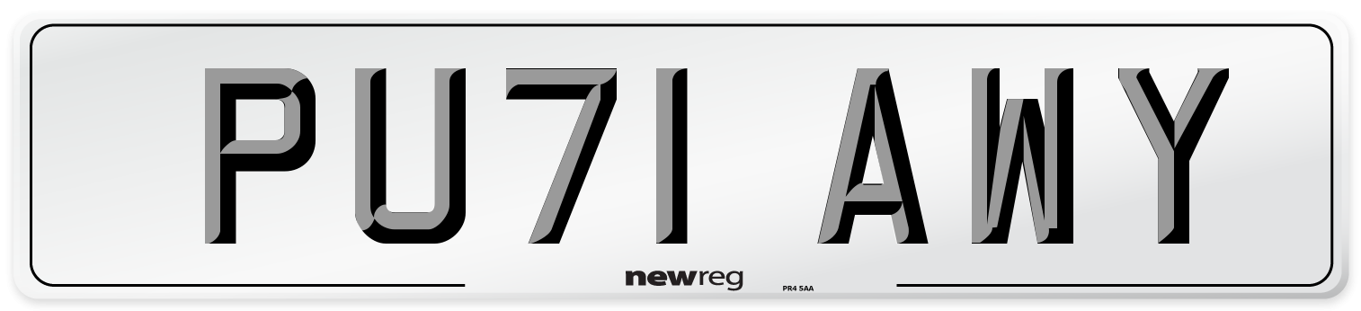 PU71 AWY Number Plate from New Reg
